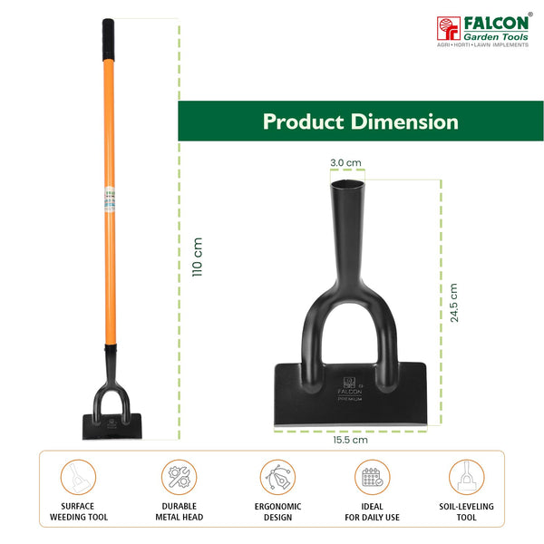 Falcon FFWH-5140, Premium Dutch Hoe, Dutch Hoe, Garden Hoe, Weed Removal Tool, Garden Weeding Tool, Steel Handle Hoe, Gardening Tool, Soil Cultivation Tool, Horticulture Tool, Falcon Garden Tools, Weed Control Tool