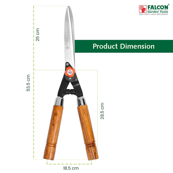 Falcon 10 Inch Premium Hedge Shear FHS-999(W) with Wooden Handle | 250mm Hardened Steel Blades with Rust Preventive Coating