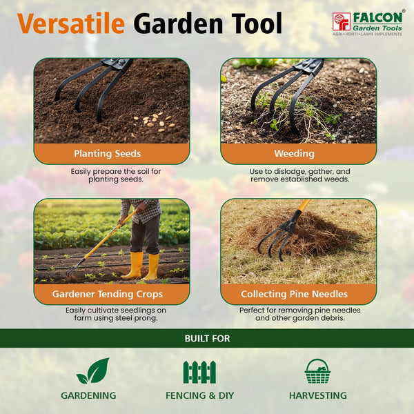 Falcon FCHW-3066, Falcon prong cultivator, Premium prong cultivator, 3 prong cultivator, 900mm cultivator, Steel handle cultivator, Soil cultivator, Garden cultivator, Weeding tool, Soil loosening tool, Gardening tools, Agriculture tools, Horticulture tools, Landscaping tools