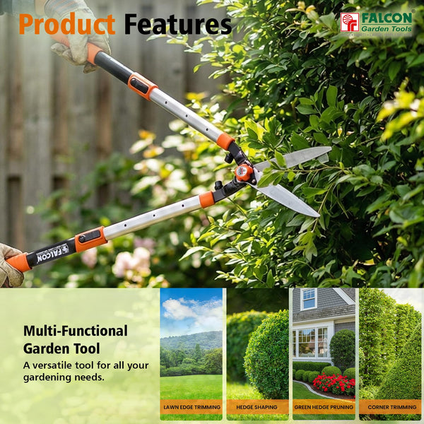 Falcon FHS-2016, Telescopic Hedge Shear, Premium Hedge Shear, Hedge Trimmer, Hedge Cutting Tool, Garden Hedge Cutter, Shrub Trimmer, Garden Pruning Tool, Telescopic Garden Tool, Aluminium Handle Hedge Shear, Hardened Steel Hedge Shear, Gardening Hand Tool, Landscaping Tool, Horticulture Tool, Falcon Garden Tools
