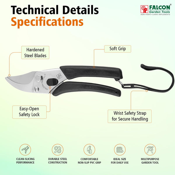 Falcon Finecut, Falcon Pruning Secateur, Bypass Pruning Secateur, Pruning Shear, Garden Secateur, Gardening Tool, Plant Pruner, Horticulture Tool, Plant Pruning Tool, Flower Pruning Tool, Branch Cutter, 200mm Secateur