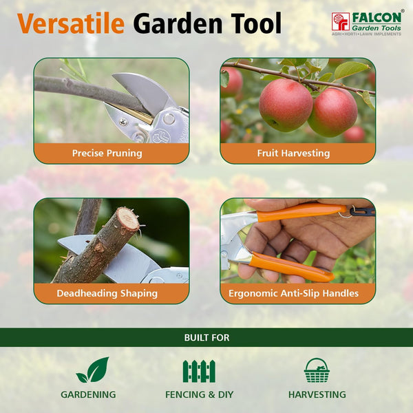 Falcon Professional Pruning Secateur, Professional Anvil Secateur, Pruning Secateur, Anvil Pruner, Garden Pruner, Branch Cutter, Gardening Tool, Horticulture Tool, Pruning Tool, Plant Pruner, Orchard Pruner, Landscaping Tool, Garden Cutting Tool