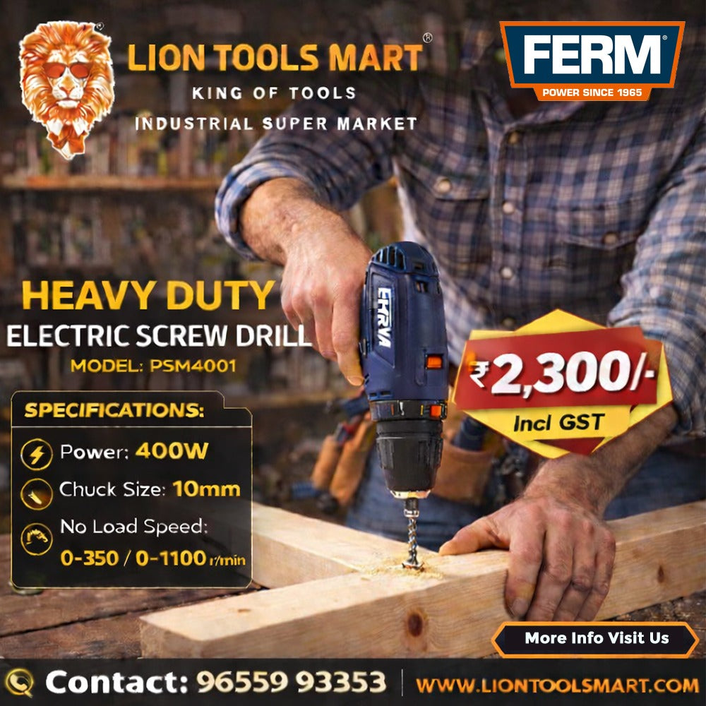FERM Heavy Duty Electric Screw Drill - 400W (Model PSM4001)