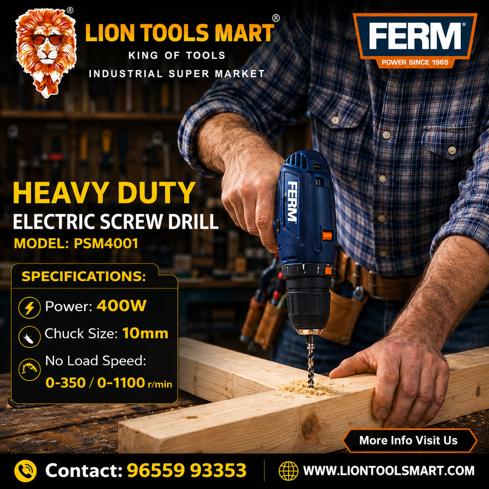 FERM Heavy Duty Electric Screw Drill - 400W (Model PSM4001)