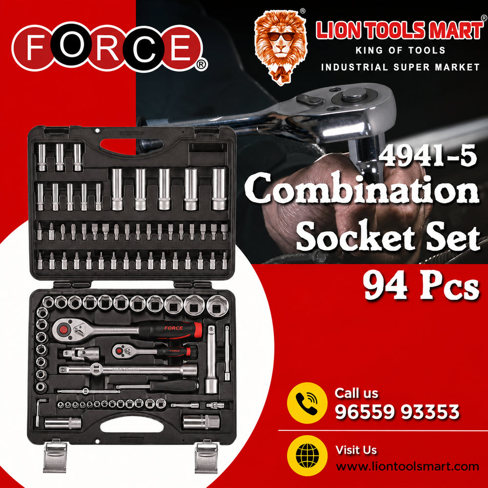 FORCE 4941-5 Combination Socket Set | 94 Piece Professional Grade (Metric)
