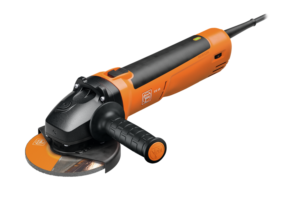Fein 125mm Angle Grinder CG15-125BL/N00 230V50H Part No: 72250660000 | 1500W Brushless PowerDrive Motor, 3800–9000 RPM Variable Speed, M14 Spindle, Soft Start, Brake & Kickback Protection for Cutting, Grinding & Deburring