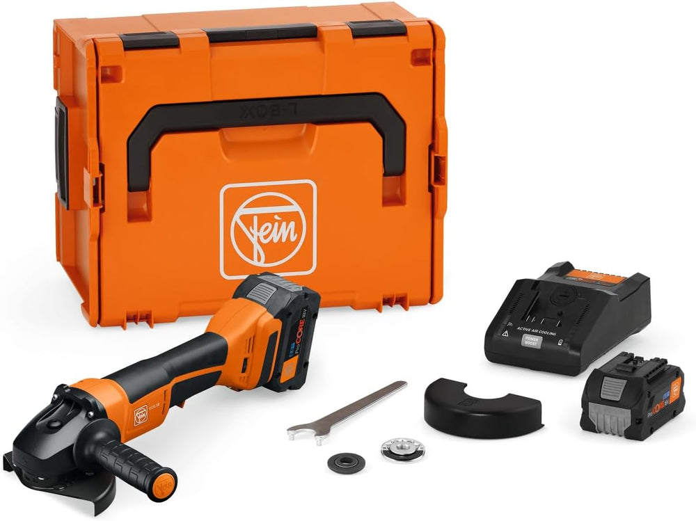 Fein 125mm 18V Cordless Angle Grinder CCG 18-125-12 PD AS Set ProCore N00 71221862000 | Brushless High-Performance Grinder with 2500-8500 RPM, 2x 8Ah ProCORE Batteries & Rapid Charger
