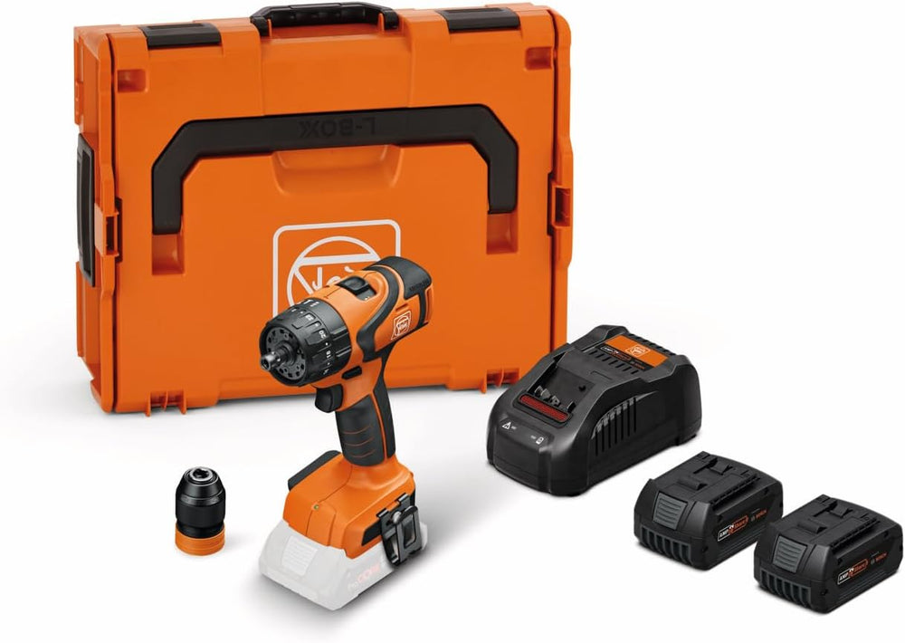 Fein 18V 5Ah Cordless Hammer Drill Driver ASB 18 Q AS Part No 71040762000 | 2-Speed Brushless Combi Drill with QuickIN, 60Nm Torque, 450–2000 RPM, 13mm Chuck & 32,000 BPM for Metal, Wood, Stone & Masonry