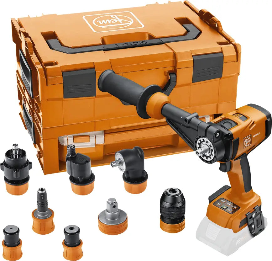 Fein 18V Cordless Drill Driver Set ASCM 18-4 QM AS QUICKIN 71161566000 | 130Nm 4-Speed Brushless Drill with 7 QuickIN Attachments, L-BOXX & i-BOXX Storage