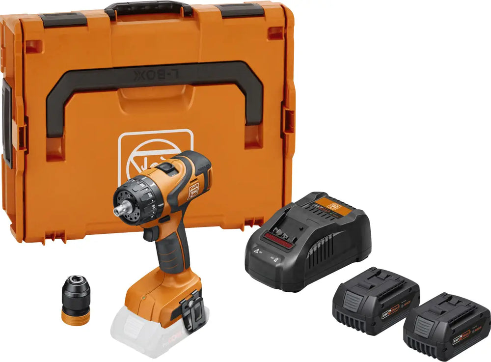 Fein 18V 5Ah Cordless Drill Driver ABS 18 Q AS Set Part No 71132462000 | 2-Speed Brushless Drill with QuickIN, 60Nm Torque, 450–2000 RPM, 13mm Chuck & 22+1 Torque Settings for Metal, Wood & M10 Tapping