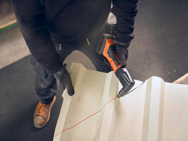 Fein ABLK 18 1.6 E AS, Fein cordless nibbler, Cordless sheet metal nibbler, Sheet metal cutter, 18V nibbler, ABLK 18 1.6 E AS, 71321161000, Metal nibbler, Roofing nibbler, Façade construction tool, Trapezoidal sheet cutter, Corrugated sheet cutter, QuickIN nibbler, AMPShare 18V tool, Sheet metal cutting machine