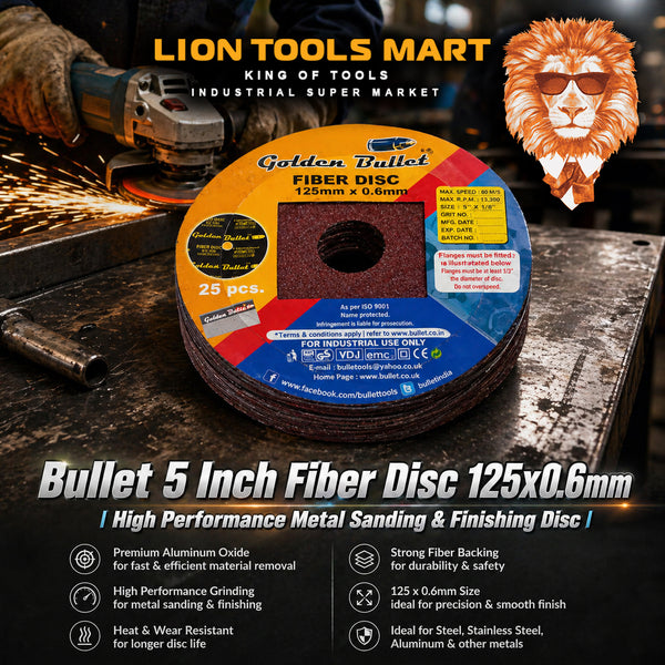 Bullet 5Inch Fiber Disc 125x0.6mm | High Performance Metal Sanding & Finishing Disc