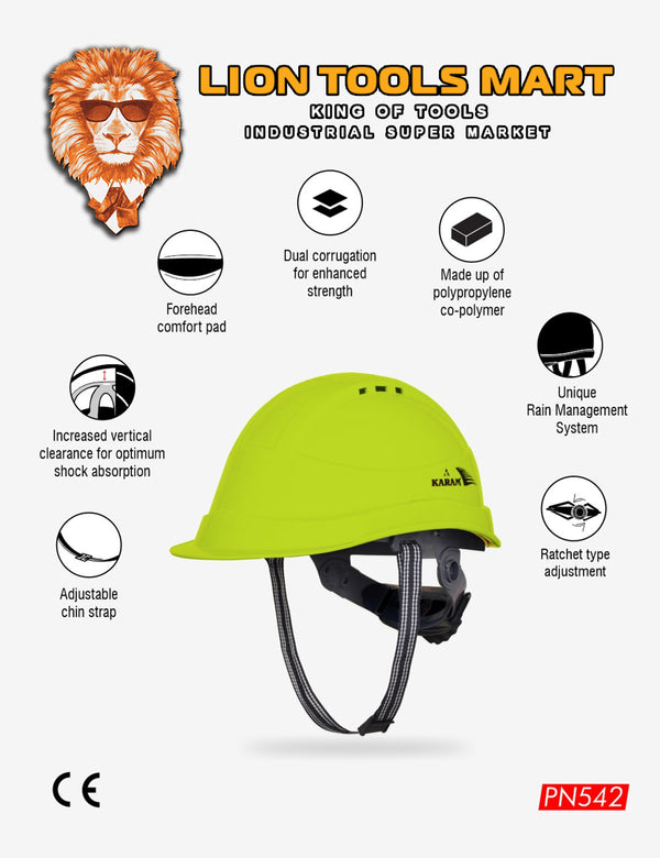 Karam Shelblast Safety Helmet with Protective Peak with Ratchet Type Adjustment and Ventilators PN542 | Head Protection