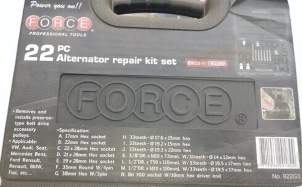 Force 22PCS Alternator Repair Tool Kit | Professional Auto Service Set