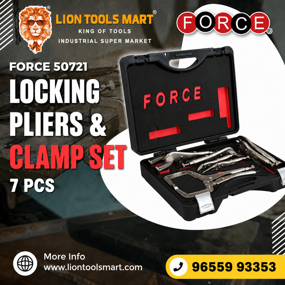Force 50721 Locking Pliers & Clamp Set (7 Pieces) – Heavy Duty Professional Grade