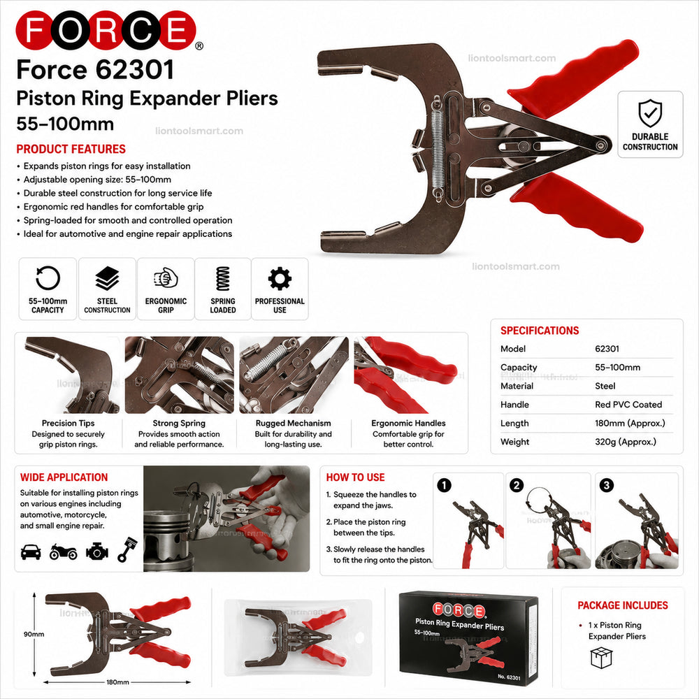 Force 62301 Piston Ring Expander Pliers 55–100mm | Automotive Engine Repair Tool
