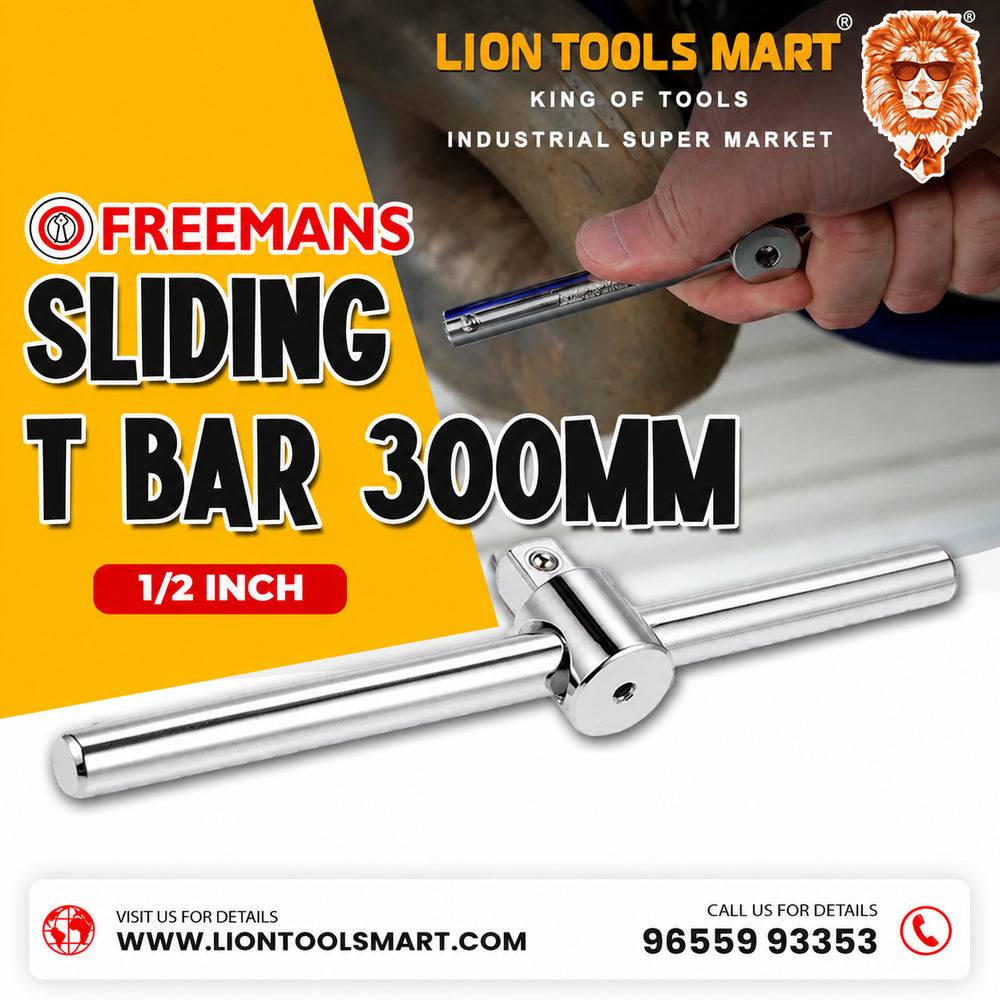 Freemans 1/2 Inch Drive Sliding T-Bar | 300mm (12 Inch) High-Torque Wrench