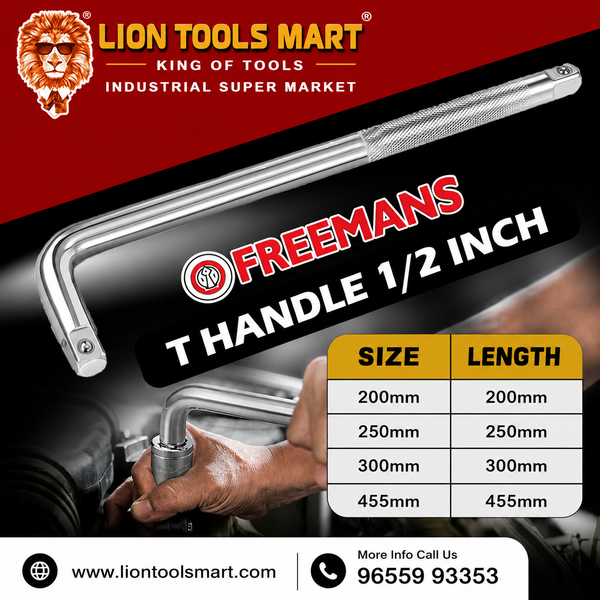 Freemans 1/2 Inch Drive T-Handle Socket Wrench DLH-12 | Heavy Duty (Available in 200mm to 455mm)