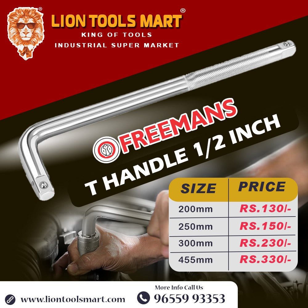 Freemans 1/2 Inch Drive T-Handle Socket Wrench – Heavy Duty (Available in 200mm to 455mm)