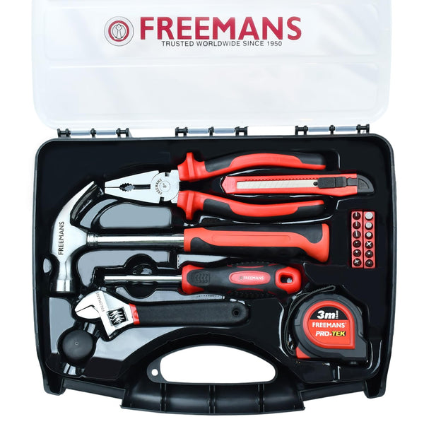 Freemans 19-Piece DIY Hand Tool Kit (DIY19) – All-in-One Home Maintenance Set with Carry Case
