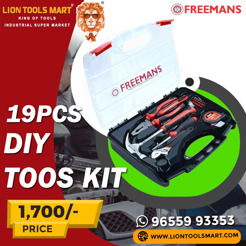Freemans 19-Piece DIY Hand Tool Kit (DIY19) – All-in-One Home Maintenance Set with Carry Case