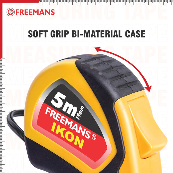 Freemans, Freemans IKON, IKON Measuring Tape, 5M Measuring Tape, 19mm Measuring Tape, 5M 19mm Tape, Steel Measuring Tape, Measuring Tape, Auto-Lock Measuring Tape, Construction Measuring Tape, Carpentry Measuring Tape, Woodworking Measuring Tape, Engineering Measuring Tape, Workshop Measuring Tape, Fabrication Measuring Tape, DIY Measuring Tape, Professional Measuring Tape, Steel Tape Measure, Pocket Measuring Tape, Dura-Coat Measuring Tape, Contractor Measuring Tape, Building Measurement Tool, Measurement 