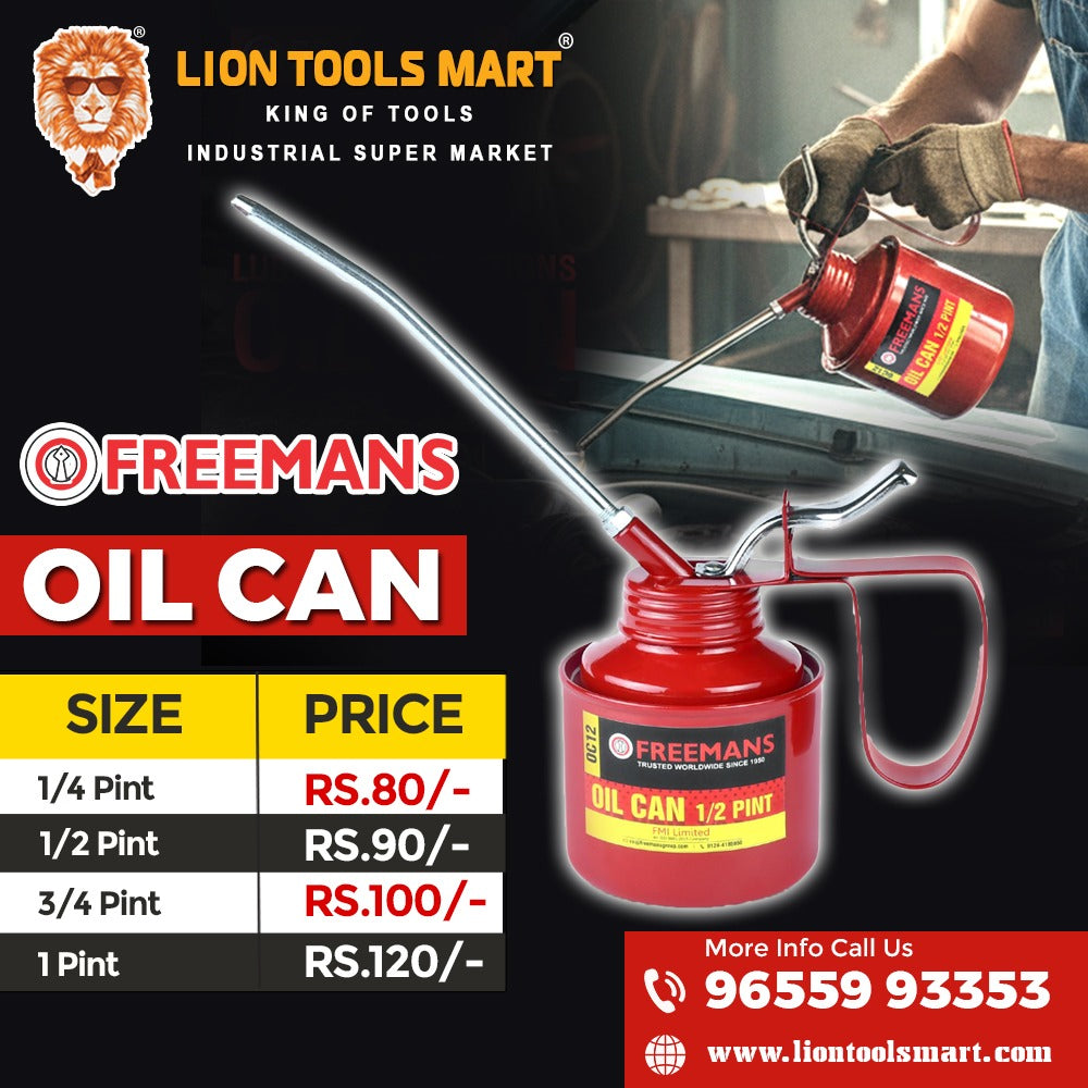 Freemans Industrial High-Pressure Oil Can - Red Powder Coated (Multiple Sizes)