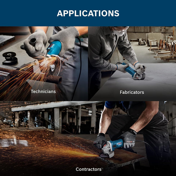 Bosch GWS750-100 4Inch Angle Grinder with Anti-Rotation Guard | 750W, Blue