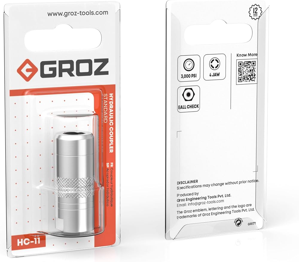 Groz Hydraulic Coupler HC/11/4/BSP | Hand Grease Guns, Automotive, Industrial & Workshop Lubrication Applications