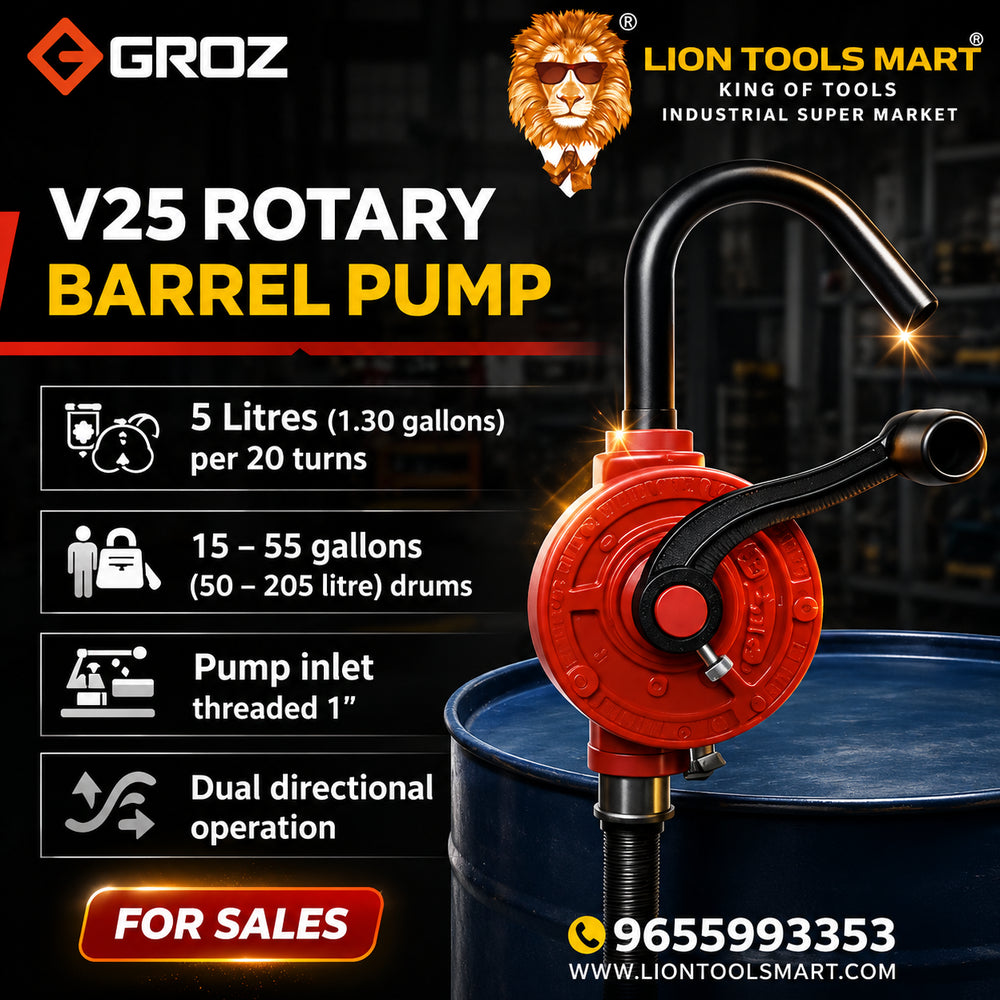 Groz V25 Rotary Barrel Pump (Dual Directional, 1" Inlet) – For 15 to 55 Gallon Drums