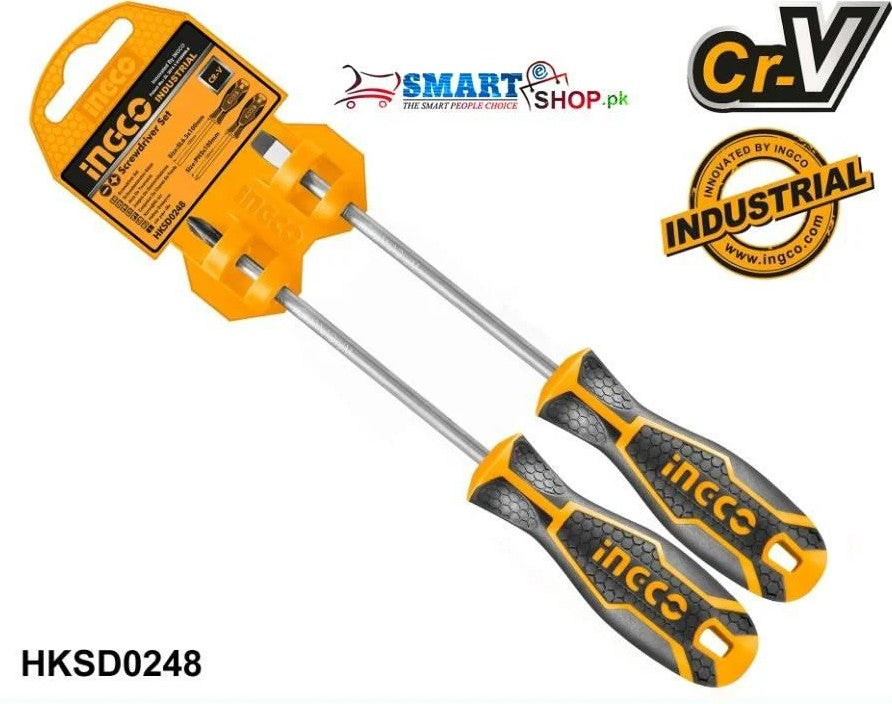 Ingco HKSD0248 2Pc Screwdriver Set | 125mm Long x 6mm Dia