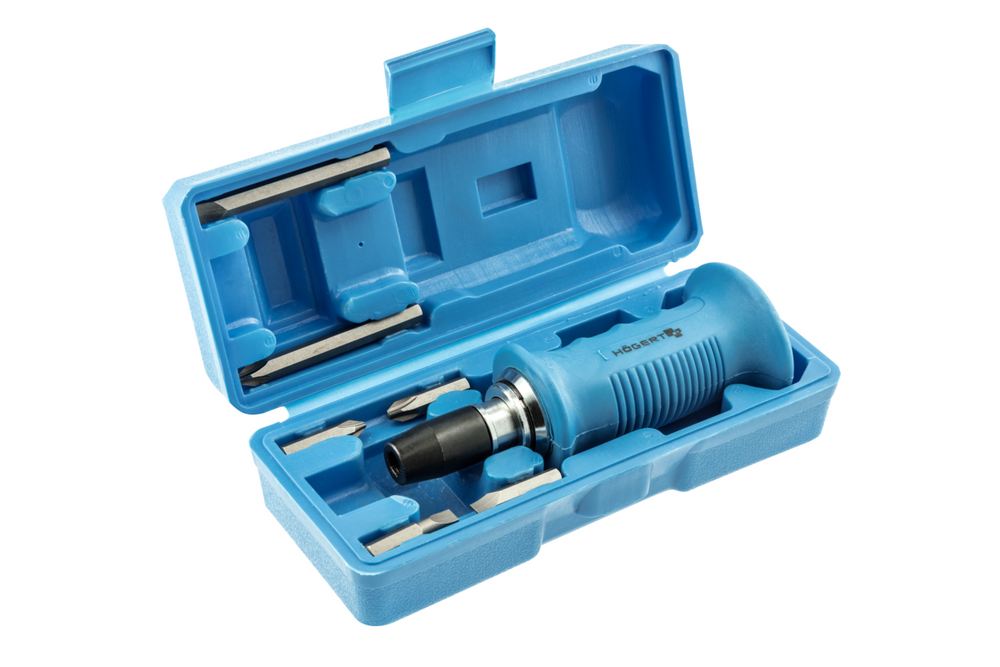 Hogert Impact Driver Set HT1S077 | Manual Impact Screwdriver with Interchangeable Bits