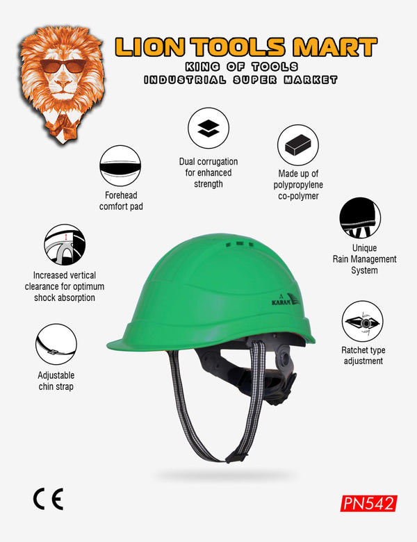 Karam Shelblast Safety Helmet with Protective Peak with Ratchet Type Adjustment and Ventilators PN542 | Head Protection