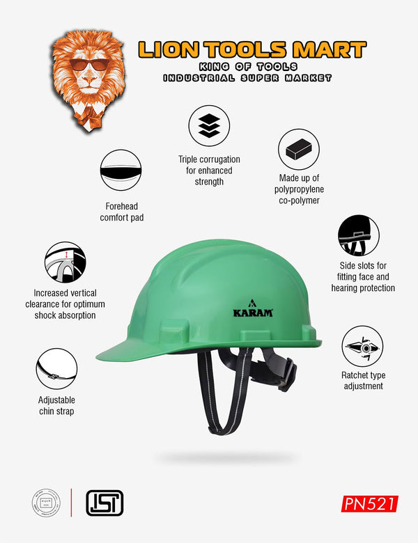 Karam Shelmet Safety Helmet with Protective Peak with Ratchet Type Adjustment PN521 | Head Protection