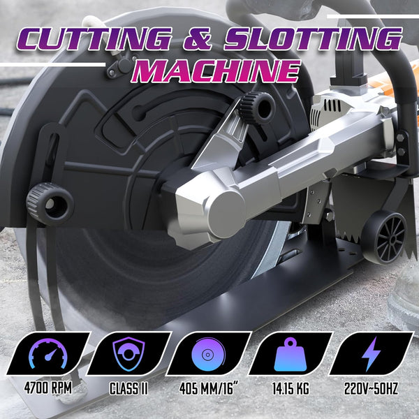 iBELL Concrete Cutter 16 Inch 3800W CC40-38 | Electric Concrete Saw with Water Line & Diamond Blade