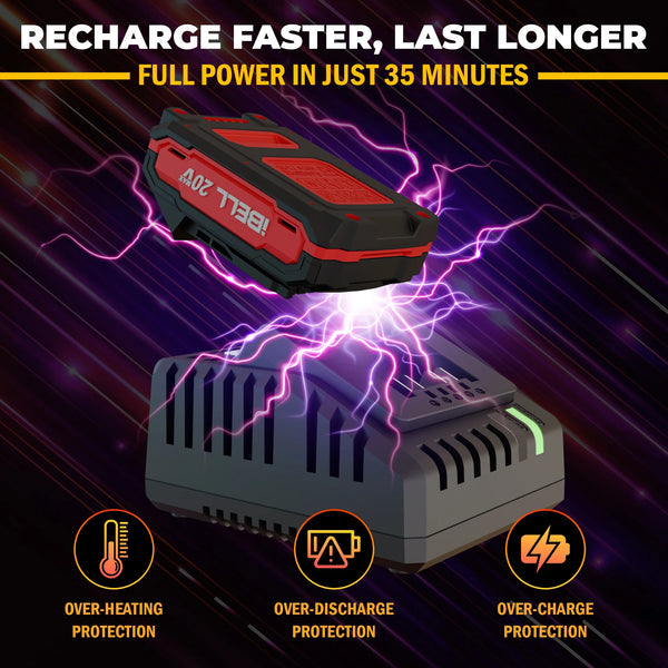 iBELL One Power Series 20V 2.0Ah Li-Ion Battery | Spare Battery for Cordless Impact Wrench & Power Tools