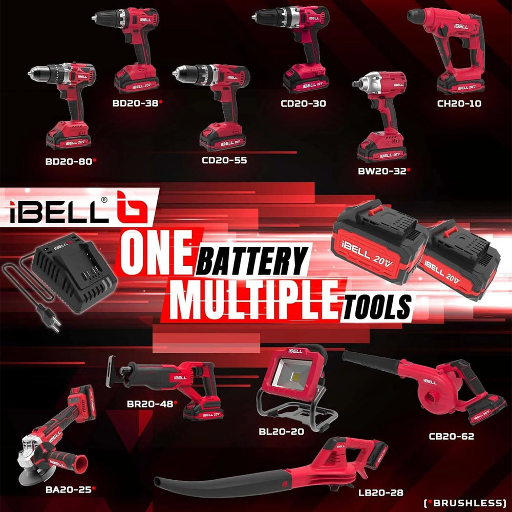 iBELL One Power Series 20V 2.0Ah Li-Ion Battery | Spare Battery for Cordless Impact Wrench & Power Tools