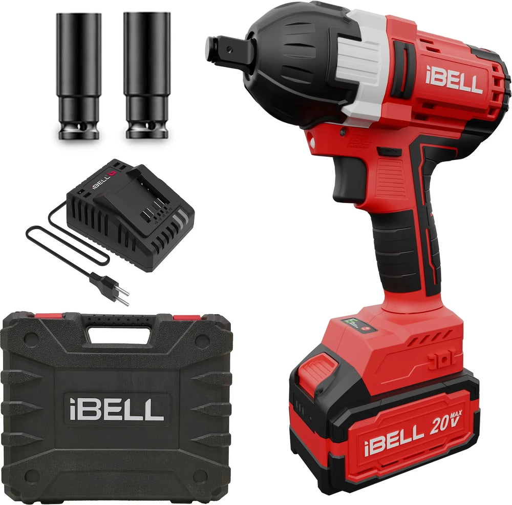iBELL 20V Cordless Impact Wrench BW20-50 | 1/2 Inch Drive | 500Nm Brushless Motor with Li-Ion Battery
