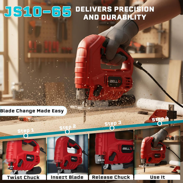 iBELL Jigsaw 650W JS10-65 | Variable Speed Wood & Metal Cutting Machine