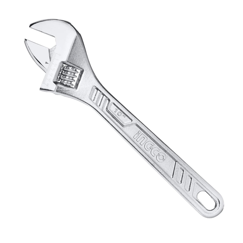 Ingco 10 Inch Adjustable Wrench HADW131102 | 250mm Wide Opening 45# Carbon Steel Wrench for Plumbing, Automotive, Mechanical & Workshop Applications