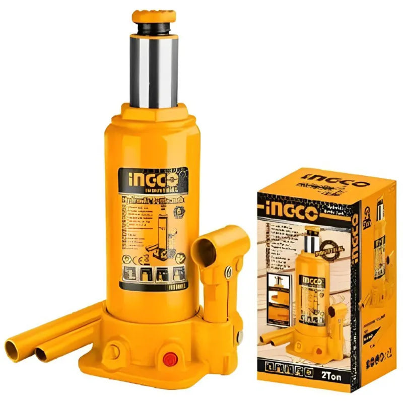 Ingco 12 Ton Hydraulic Bottle Jack HBJ1202 | 235-470mm Lifting Range with Safety Valve for Automotive, Workshop, Construction & Industrial Applications