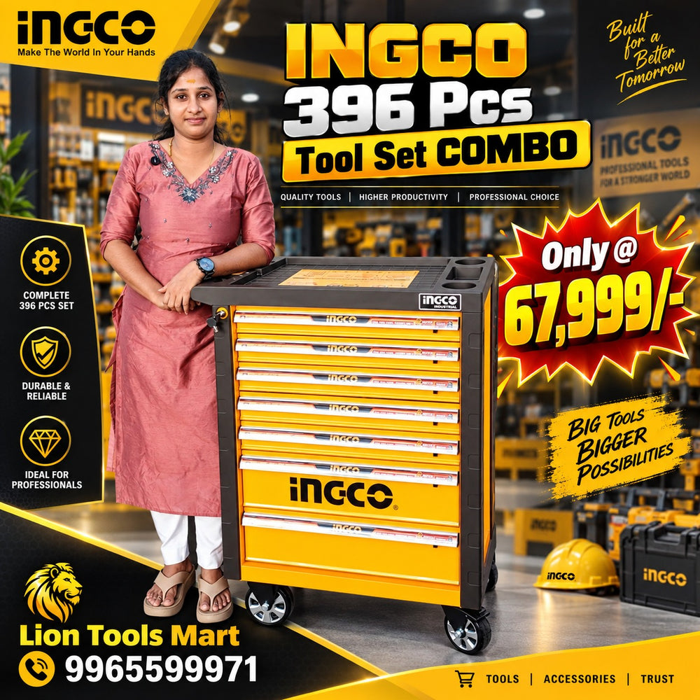 INGCO 396 Pcs Tool Chest & Roller Cabinet Combo Set (HTCS283962)