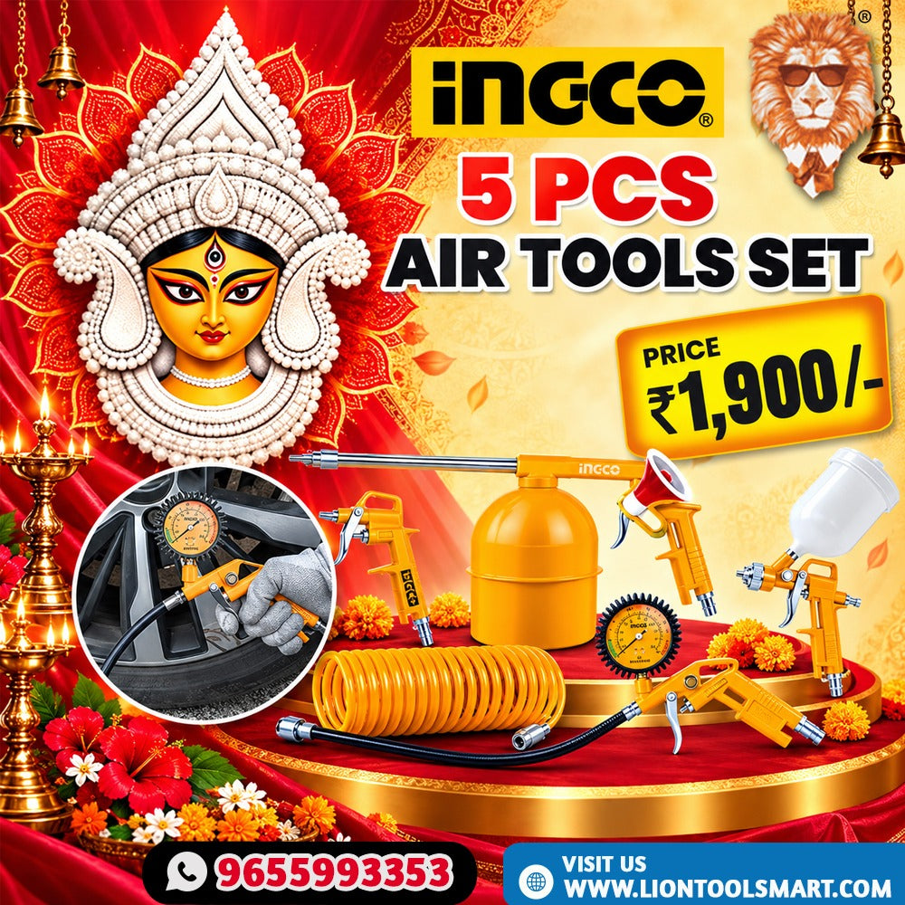 INGCO 5-Piece Air Tools Set with Air Hose & Spray Gun Accessories