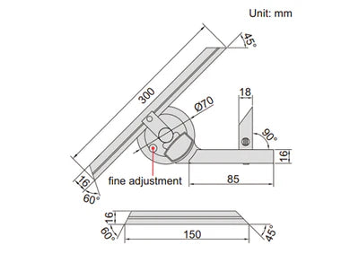 INSIZE Universal Protractor 0-360° 2372-360 | Precision Stainless Steel Angle Measuring Instrument