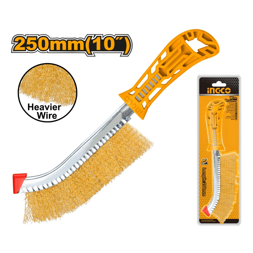 Ingco 10 Inch/250mm Wire Brusher HWB02250 | Heavy Duty Steel Wire Cleaning Brush