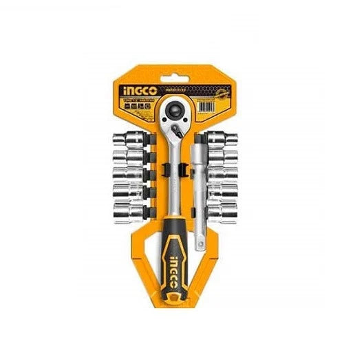 Ingco HKTS12122 12Pcs 1/2Inch Socket Set | 50BV30 High-Quality Chrome Vanadium