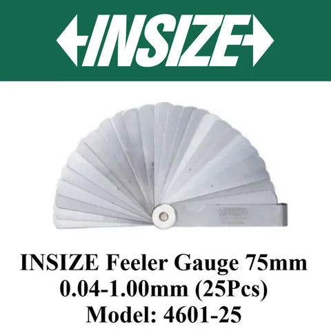 Insize Feeler Gauge 0.04-1.00mm 4601-25 | Precision Thickness Measuring Tool | Stainless Steel Measuring Gauge