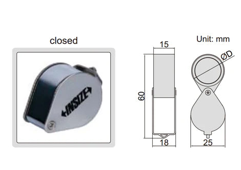Insize Folding Magnifier 7511-8 | Precision Inspection Magnifying Glass