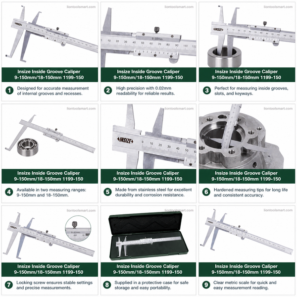 Insize Inside Groove Caliper 9-150mm/18-150mm 1199-150 | Precision Electronic Measuring Tool