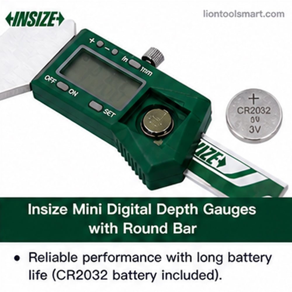Insize Mini Digital Depth Gauges with Round Bar 0-100mm/0-4Inch 1140-100 | Precision Electronic Measuring Tool